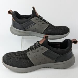 Skechers Mens Sz 10 Sneakers Delson Black Trainers Air-Cooled Memory Foam Gray